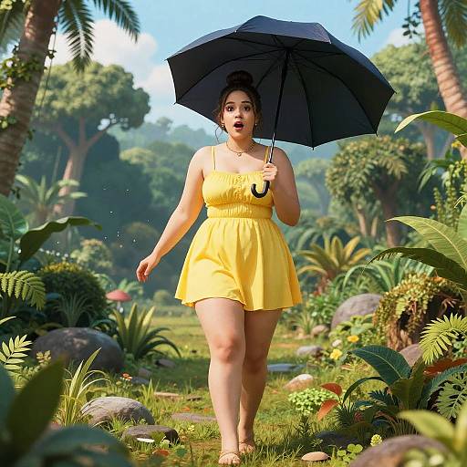 Surprised Jane in Yellow Jungle Dress