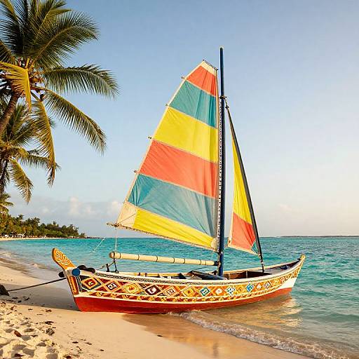Rustic Craftboat at Tropical Beach