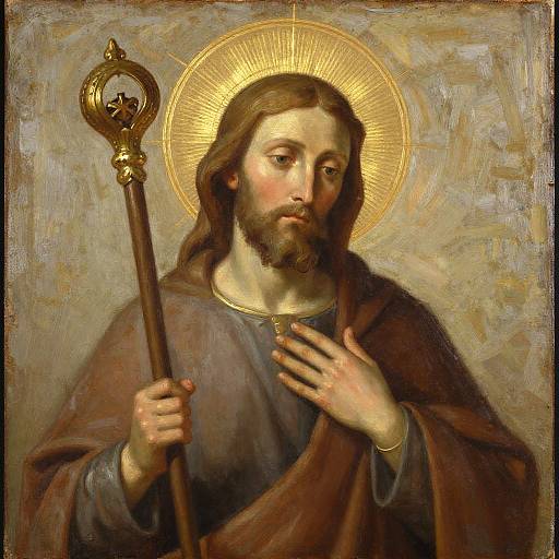 Medieval Saint Oil Painting