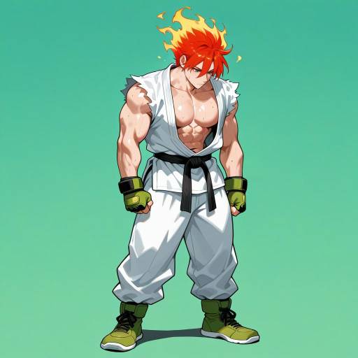 Muscular Man with Fiery Hair and Calm Presence Muscular Man with Fiery Hair and Calm Presence