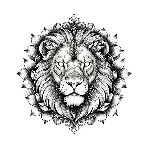 Symmetrical Lion Head Tattoo Design