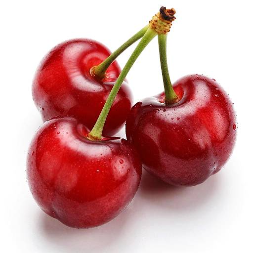 Glossy Red Cherries on White