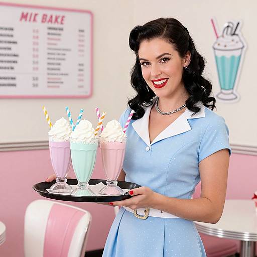 1950s Retro Diner Woman Portrait