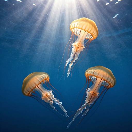 Ethereal Jellyfish in Sunlit Ocean