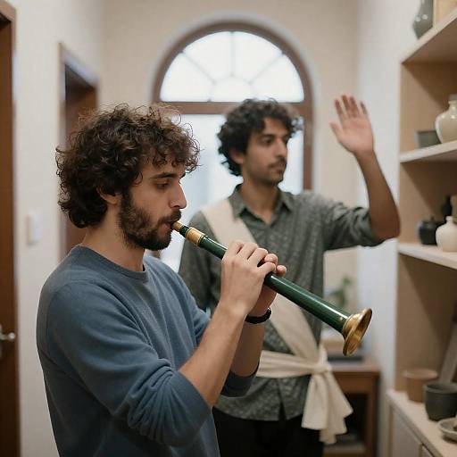 Musical Encounter in a Narrow Hallway