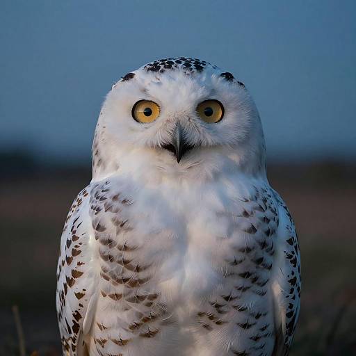 Portrait of a Snowy Owl at Blue Hour