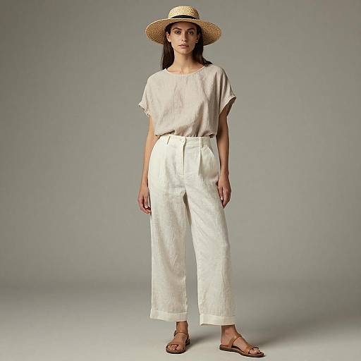 Athletic Woman in Linen Outfit