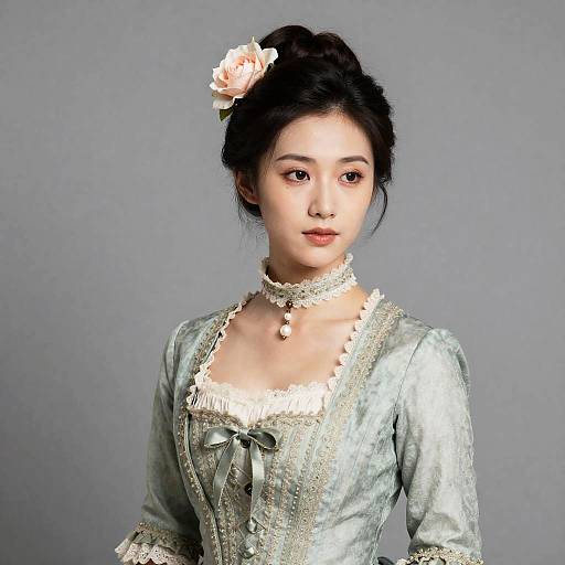 Victorian Woman in Floral Dress