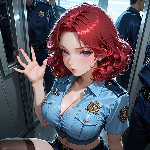 Bold Policewoman in Revealing Uniform