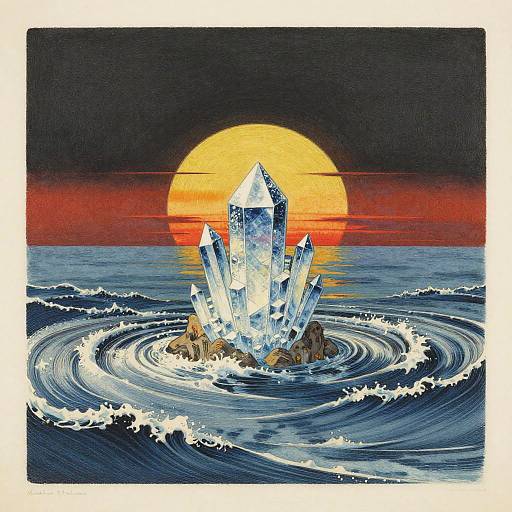 Icy Waves Chromolithography Island
