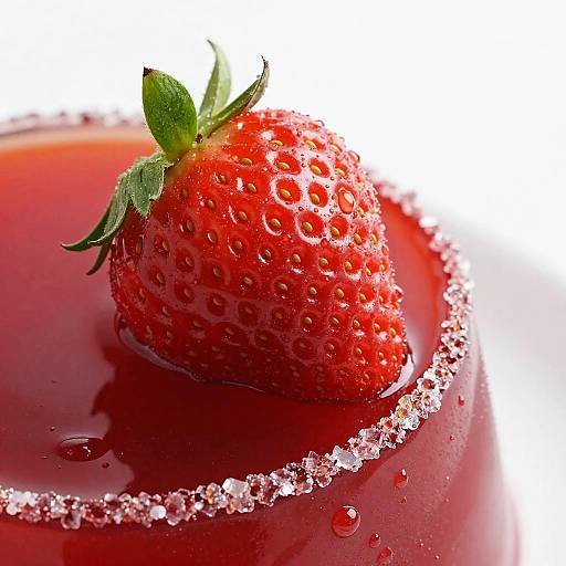 Vibrant Strawberry on Glossy Dessert