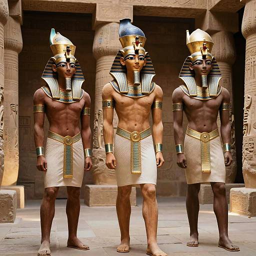 Regal Egyptian Male Models in Temple