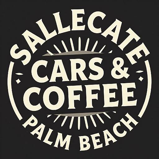 Bold, circular logo with white, uppercase text 