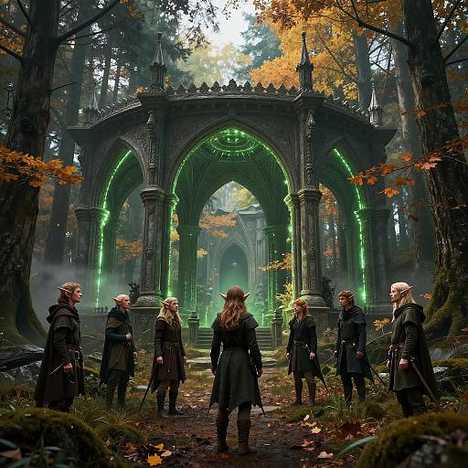 Elven Neo-Medieval Sci-Fi Forest Scene