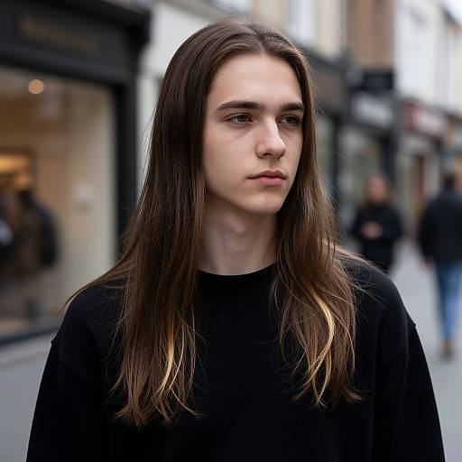 Portrait of Young Man with Blonde Highlights
