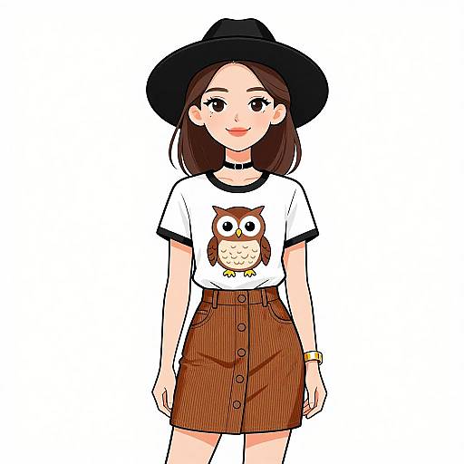 Casual Chic Woman with Owl Tee