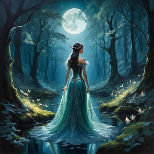 Enchanting Elf Princess in Moonlit Forest