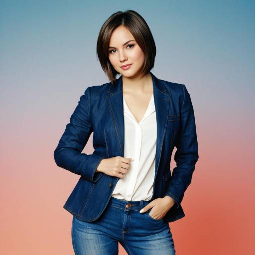 Young Woman in Casual Smart Denim Outfit