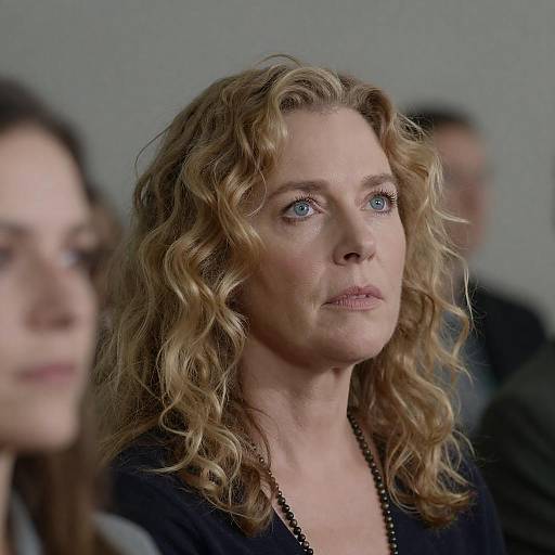 Portrait of Middle-Aged Woman with Curly Blonde Hair