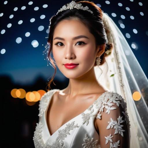 Elegant Asian Bride in Wedding Dress
