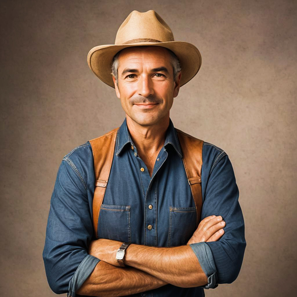 Cheerful Rancher Portrait in Studio Setting