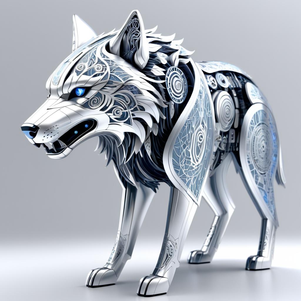 Ornate Cybernetic Wolf 3D Render