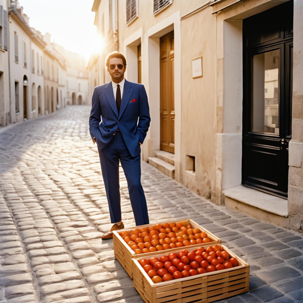 Fashionable Man in Cobblestone France