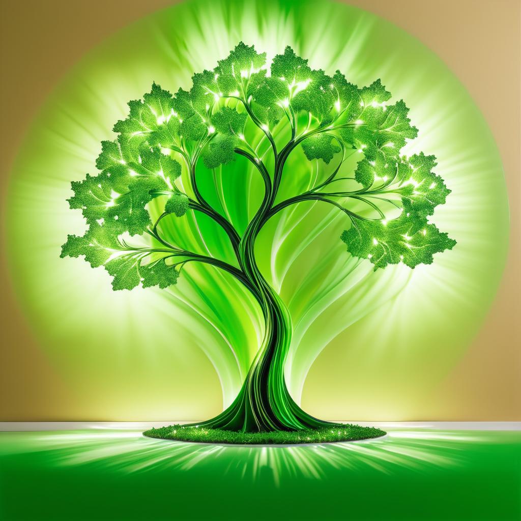 Ethereal Green Tree Light Painting