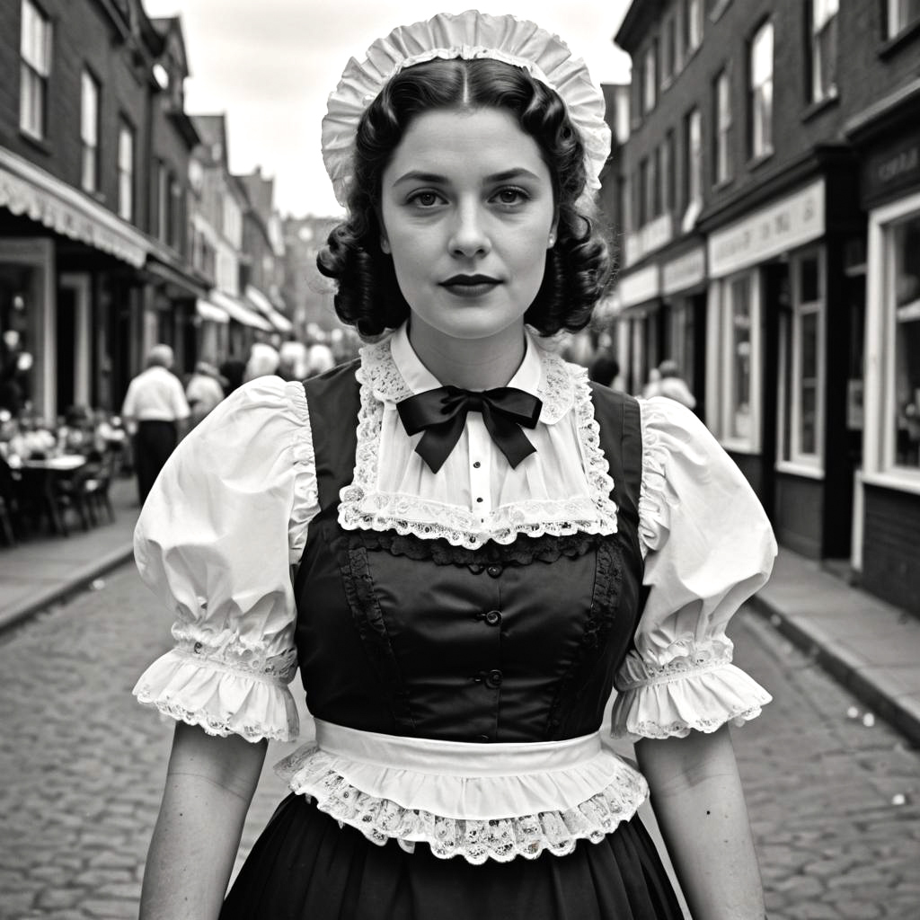 Vintage Maid in Retro Black and White