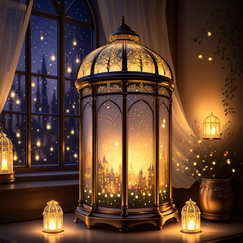 Enchanting Fireflies in a Romantic Lantern