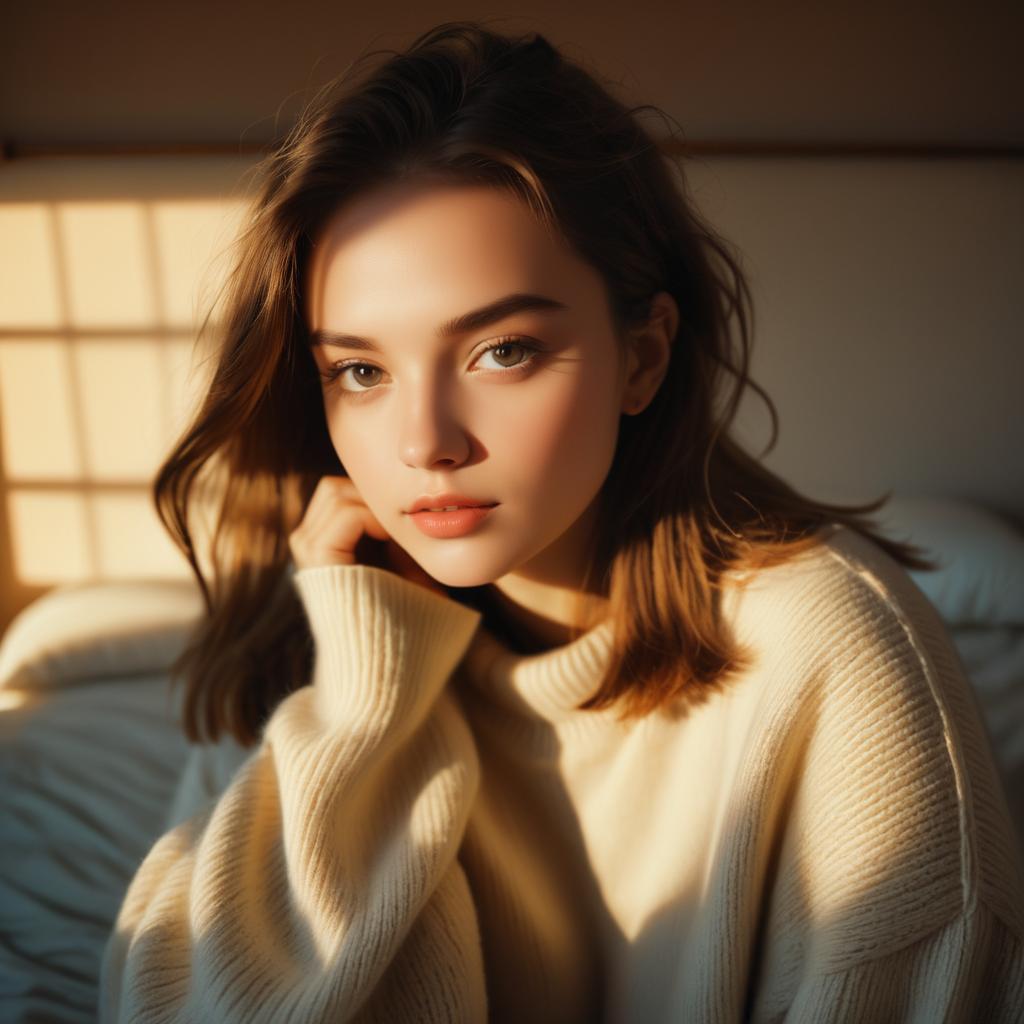 Cozy Portrait of a Young Woman