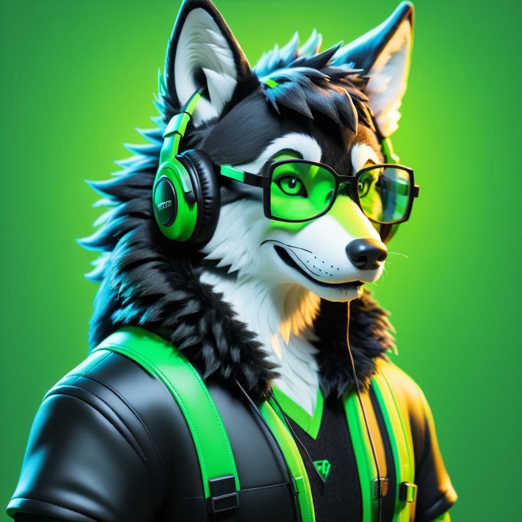 Vibrant Anthropomorphic Wolf Profile Art