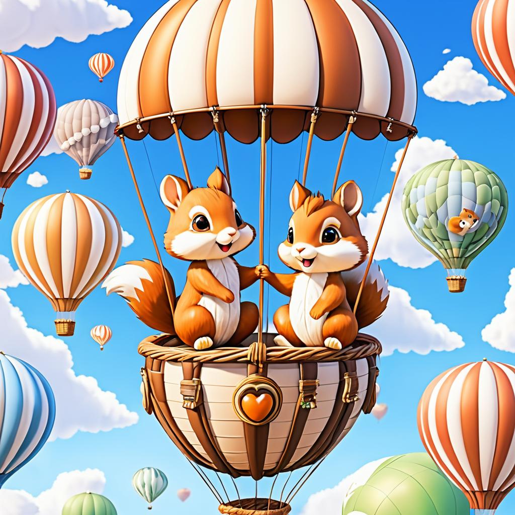 Adorable Anime Squirrels in Balloon