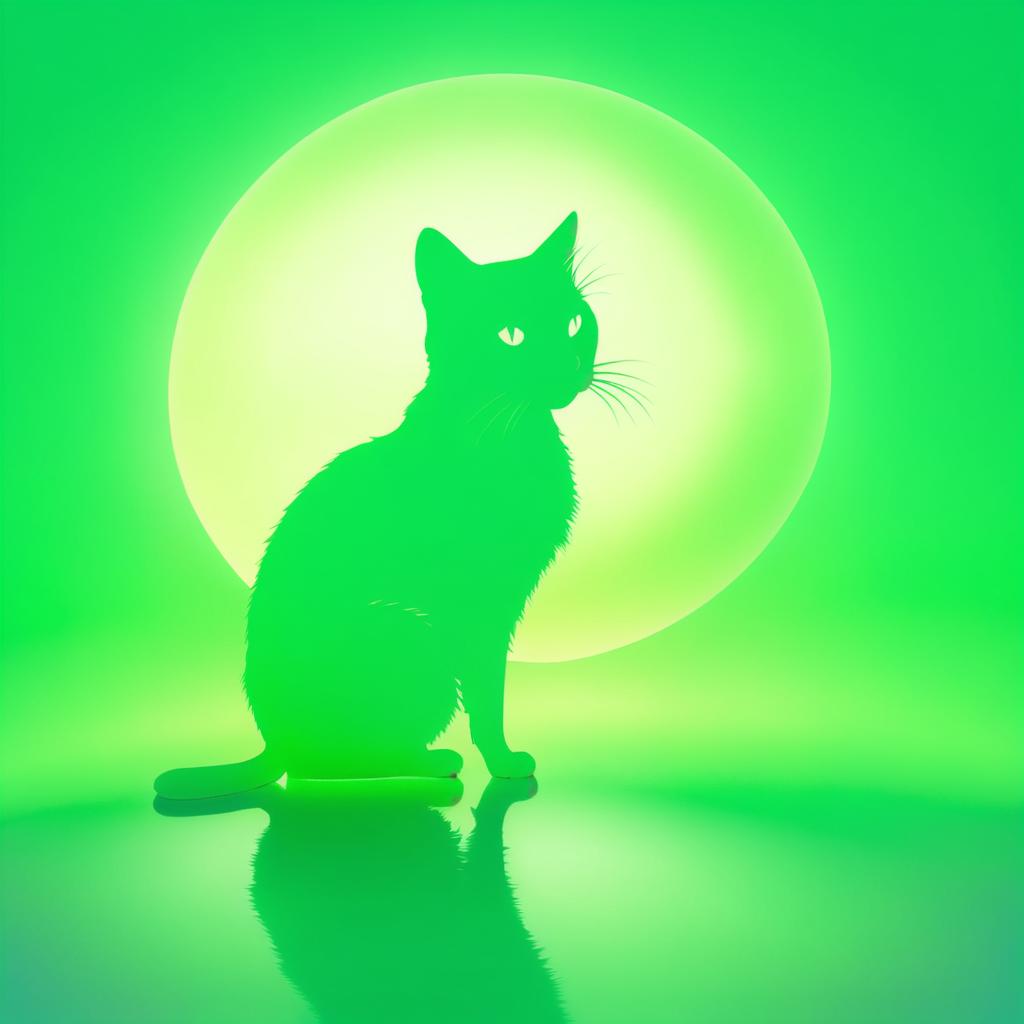 Elegant Cat Silhouette with Glowing Aura