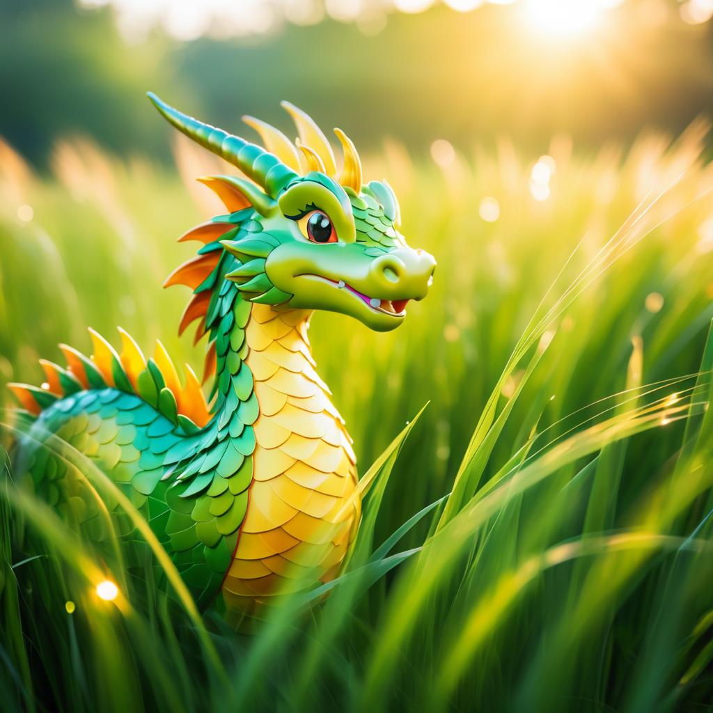 Charming Dragon in a Sunlit Field