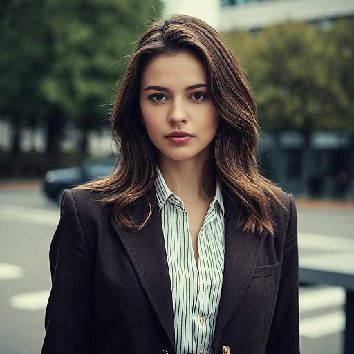 Professional Young Woman in Blazer Outdoors