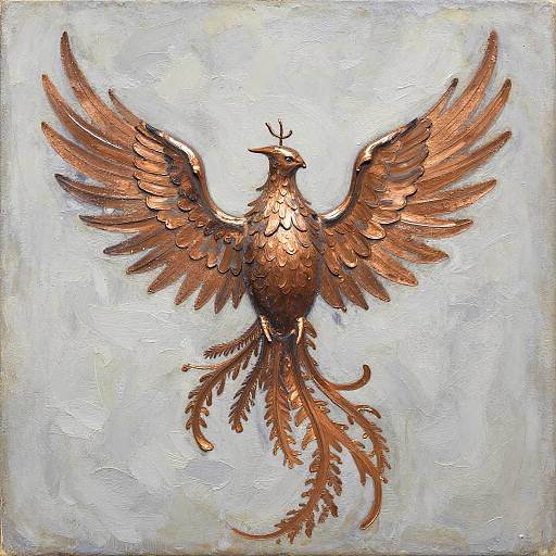 Organic Copper Phoenix Oil Painting