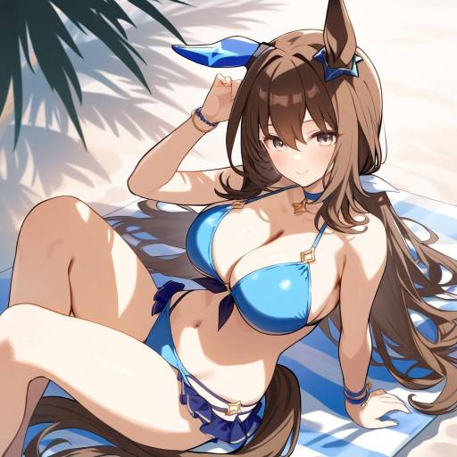 Vibrant Beach Scene with Horse Girl