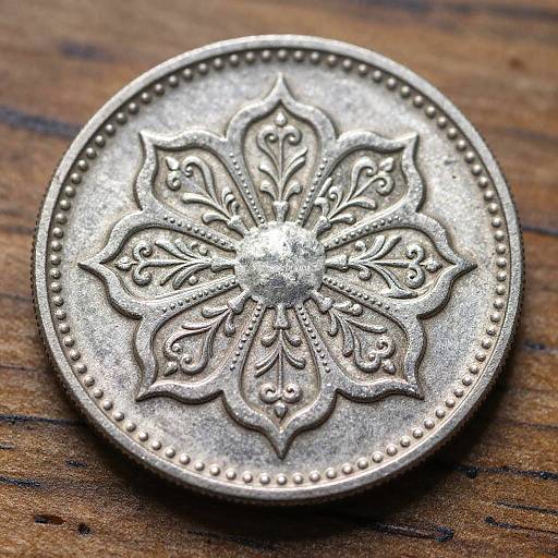 Detailed Silver Coin Close-Up Photography