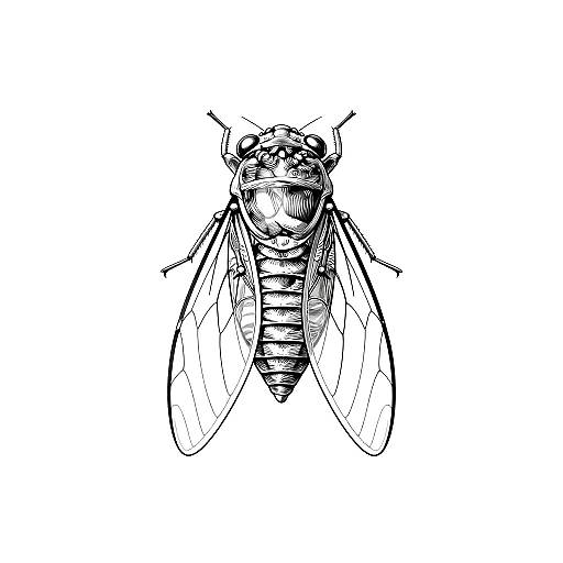 Intricate Cicada Line Art Design