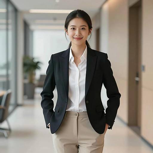 Elegant Professional Attire in Modern Office