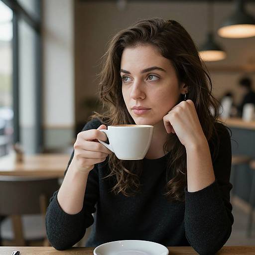 Thoughtful Woman Enjoying Coffee
