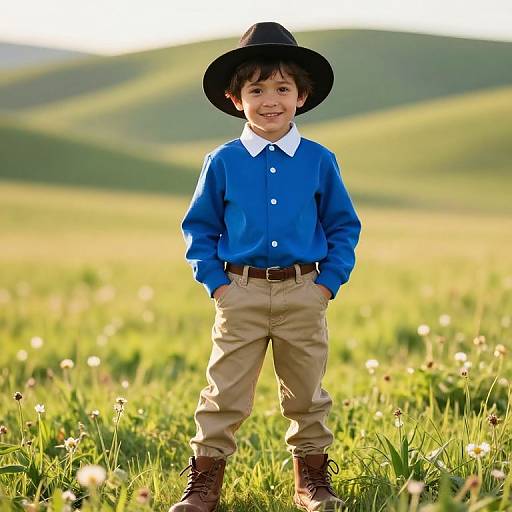 Confident Boy in Sunny Meadow