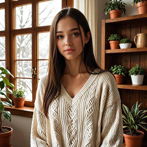 Young Woman in Warm Indoor Lighting