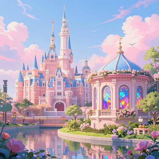 Pastel Iridescent Fairytale Cityscape