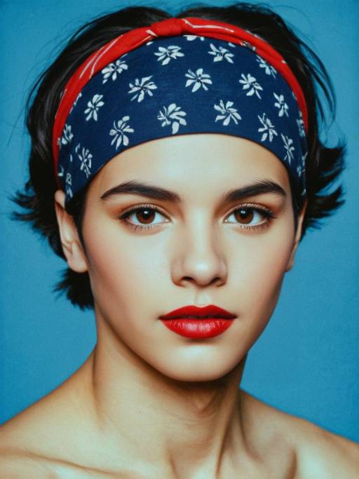 Portrait of Young Person with Headband and Red Lips