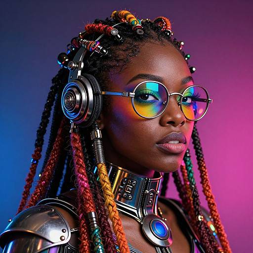 Futuristic Cyberpunk Black Woman Portrait