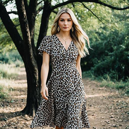 Photorealistic Blonde in Leopard Print Dress
