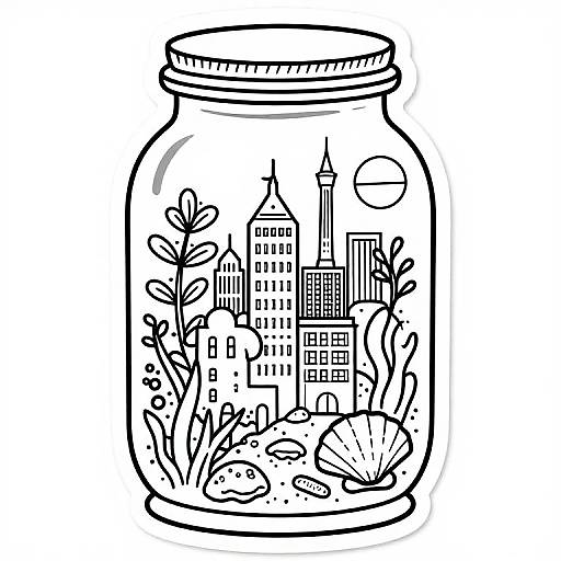 Microcosm City in Glass Jar