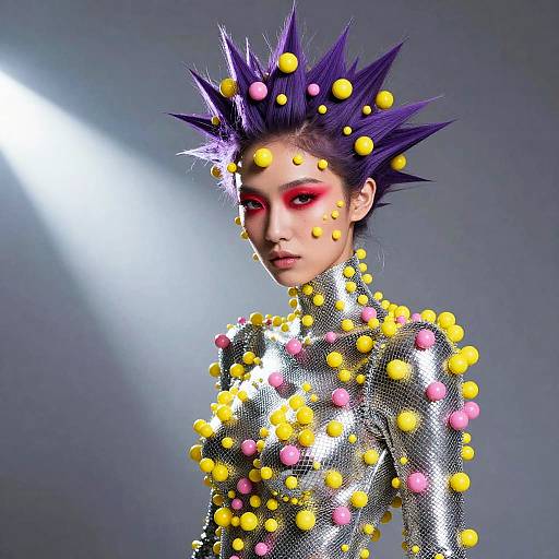 Futuristic Model with Avant-Garde Spheres